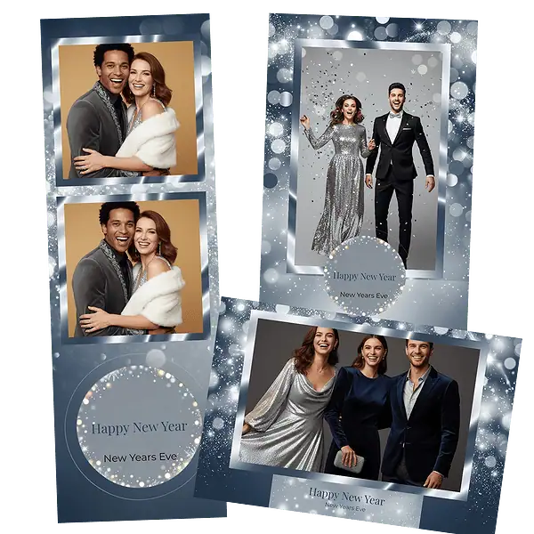 Design photobooth Frosty Silver Bokeh Glamour pour Vivabox et Miroir