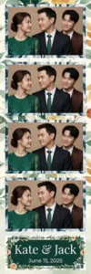 Variante bande 2x6, 4 photos et orientation paysage du design photobooth Emerald Botanical Romance pour Vivabox