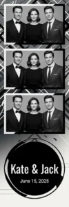 Variante bande 2x6, 3 photos et orientation paysage du design photobooth Modern Monochrome Minimal pour Vivabox
