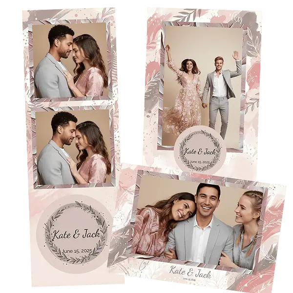 Design photobooth Pastel Artistic Brush Wedding pour Vivabox et Miroir