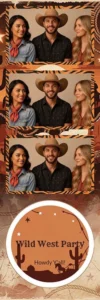 Variante bande 2x6, 3 photos et orientation paysage du design photobooth Rustic Western Desert Party pour Vivabox