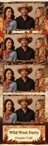 Variante bande 2x6, 4 photos et orientation paysage du design photobooth Rustic Western Desert Party pour Vivabox