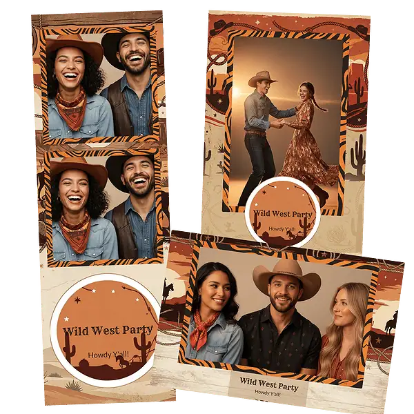 Design photobooth Rustic Western Desert Party pour Vivabox et Miroir