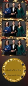 Variante bande 2x6, 3 photos et orientation paysage du design photobooth Golden Casino New Year pour Vivabox