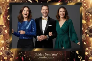 Variante format paysage 6x4, 1 photo et orientation paysage du design photobooth Golden Casino New Year pour Vivabox