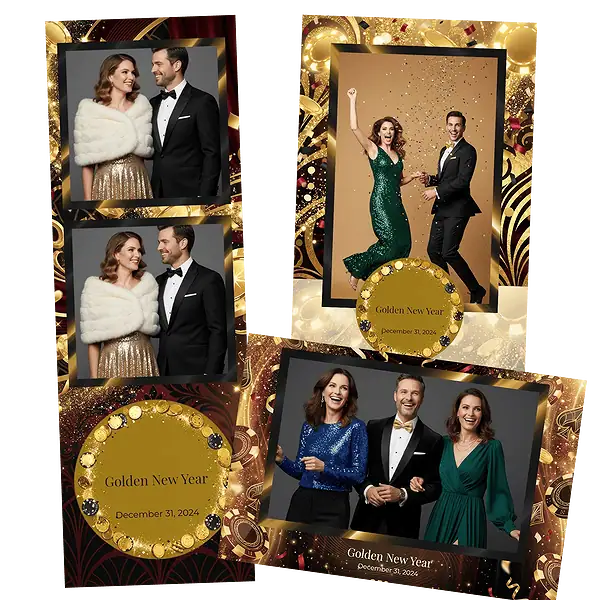 Design photobooth Golden Casino New Year pour Vivabox et Miroir