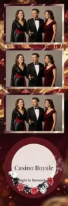 Variante bande 2x6, 3 photos et orientation paysage du design photobooth Glamorous Casino Royale pour Vivabox
