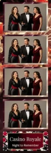 Variante bande 2x6, 4 photos et orientation paysage du design photobooth Glamorous Casino Royale pour Vivabox