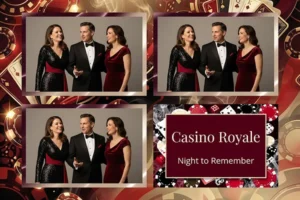 Variante format paysage 6x4, 3 photos et orientation paysage du design photobooth Glamorous Casino Royale pour Vivabox