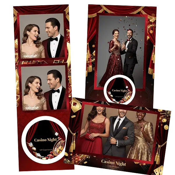 Design photobooth Glamorous Red Casino Night pour Vivabox et Miroir