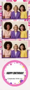 Variante bande 2x6, 3 photos et orientation paysage du design photobooth Pastel Polka Dot Birthday pour Vivabox