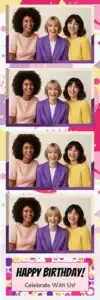 Variante bande 2x6, 4 photos et orientation paysage du design photobooth Pastel Polka Dot Birthday pour Vivabox
