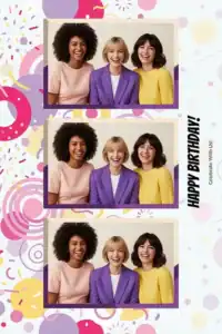 Variante format portrait 4x6, 3 photos et orientation paysage du design photobooth Pastel Polka Dot Birthday pour Miroir Magique