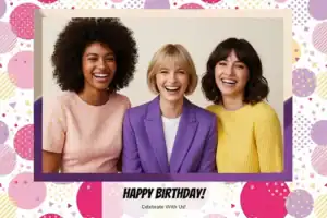 Variante format paysage 6x4, 1 photo et orientation paysage du design photobooth Pastel Polka Dot Birthday pour Vivabox