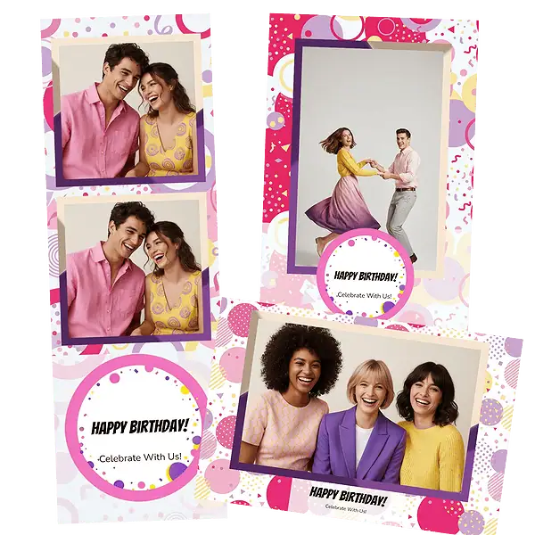 Design photobooth Pastel Polka Dot Birthday pour Vivabox et Miroir