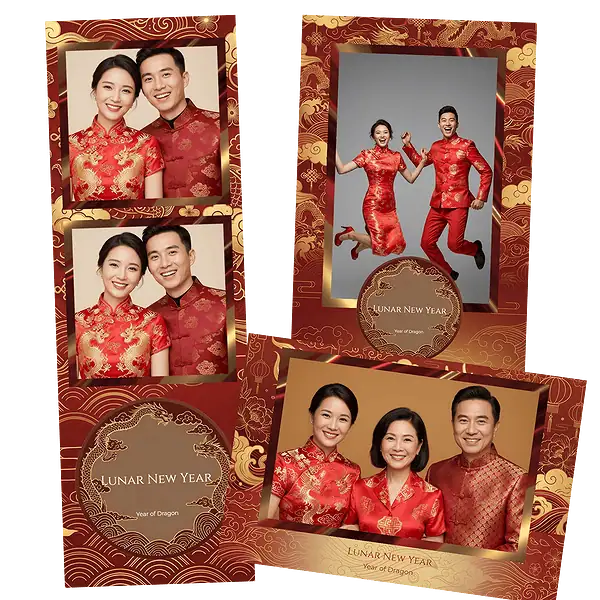 Design photobooth Golden Dragon Lunar New Year pour Vivabox et Miroir