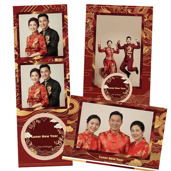 Design photobooth Golden Dragon Lunar New Year 2 pour Vivabox et Miroir