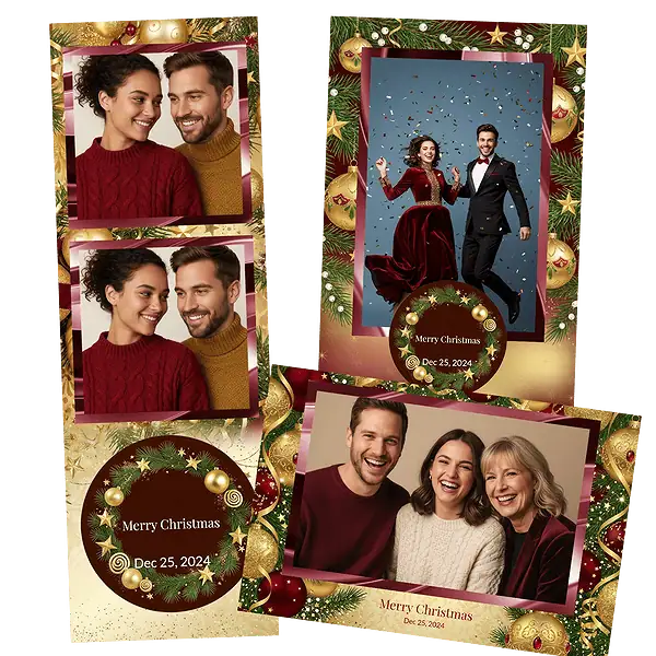 Design photobooth Classic Red Gold Bauble pour Vivabox et Miroir