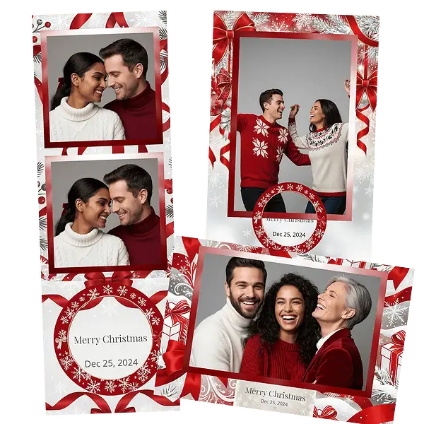 Design photobooth Classic Red Ribbon Christmas pour Vivabox et Miroir