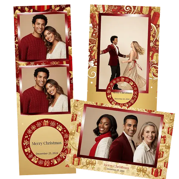 Design photobooth Classic Red Holiday Gift pour Vivabox et Miroir