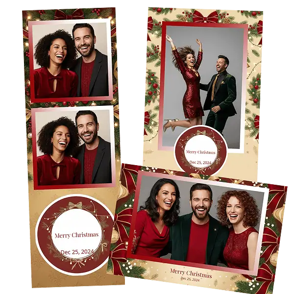 Design photobooth Classic Red Christmas Party 2 pour Vivabox et Miroir
