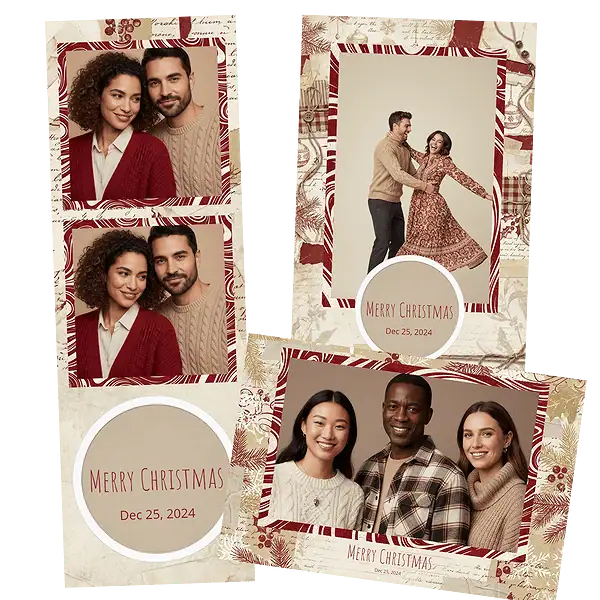Design photobooth Rustic Script Polaroid Holiday pour Vivabox et Miroir
