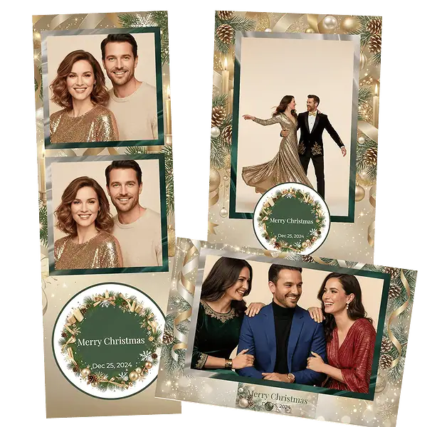 Design photobooth Elegant Gold Christmas pour Vivabox et Miroir