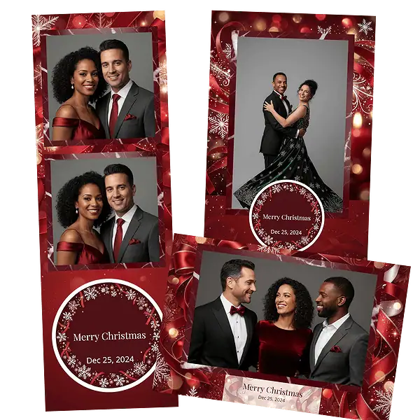 Design photobooth Elegant Red Ribbon Holiday pour Vivabox et Miroir