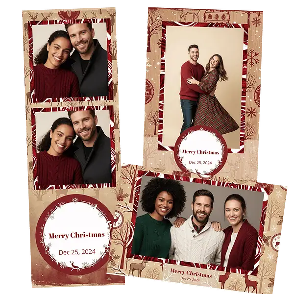 Design photobooth Rustic Red Reindeer Christmas pour Vivabox et Miroir