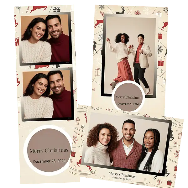 Design photobooth Minimal Cream Christmas pour Vivabox et Miroir