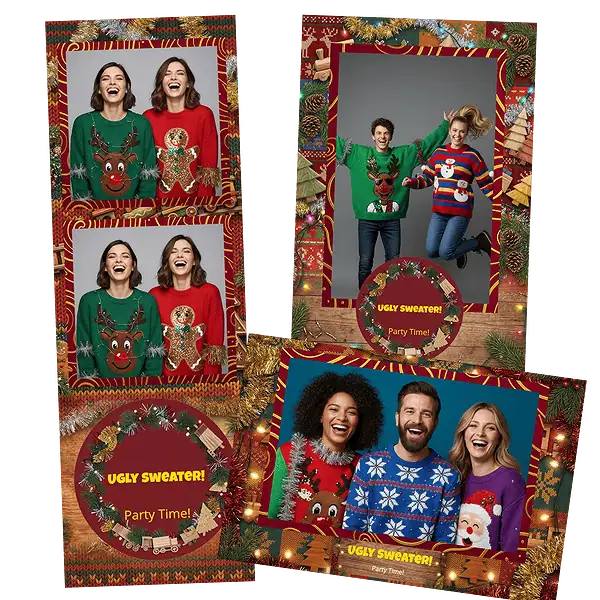 Design photobooth Ugly Sweater Party pour Vivabox et Miroir