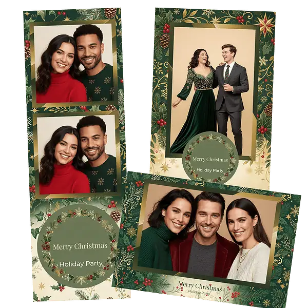 Design photobooth Merry Bright Christmas pour Vivabox et Miroir