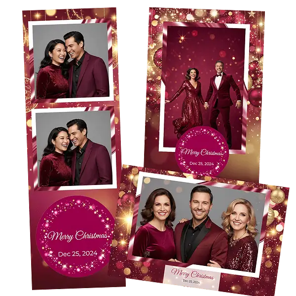 Design photobooth Sparkling Red Christmas pour Vivabox et Miroir