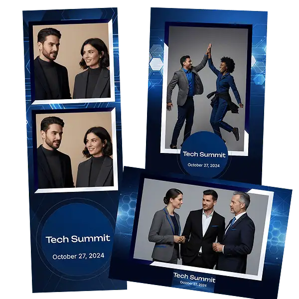 Design photobooth Blue Tech Conference Modern pour Vivabox et Miroir