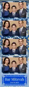 Variante bande 2x6, 4 photos et orientation paysage du design photobooth Blue Confetti Bar Mitzvah pour Vivabox
