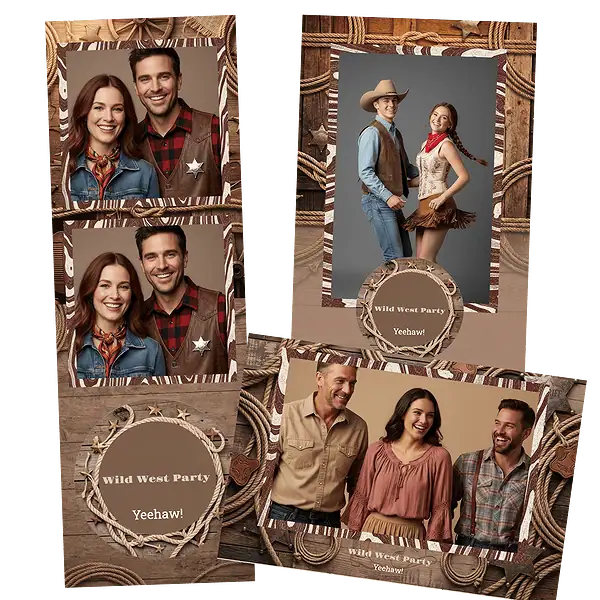Design photobooth Rustic Wild West Party pour Vivabox et Miroir