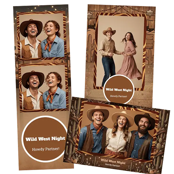 Design photobooth Rustic Wild West Night pour Vivabox et Miroir