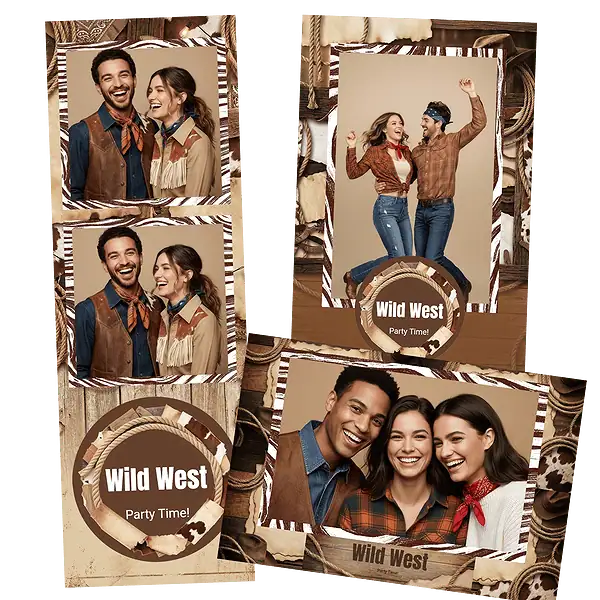 Design photobooth Rustic Western Wanted pour Vivabox et Miroir