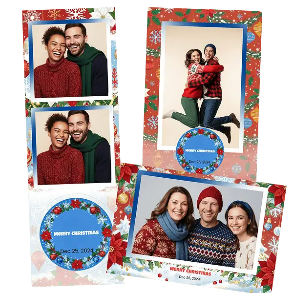 Design photobooth Blue Polka Dot Christmas pour Vivabox et Miroir
