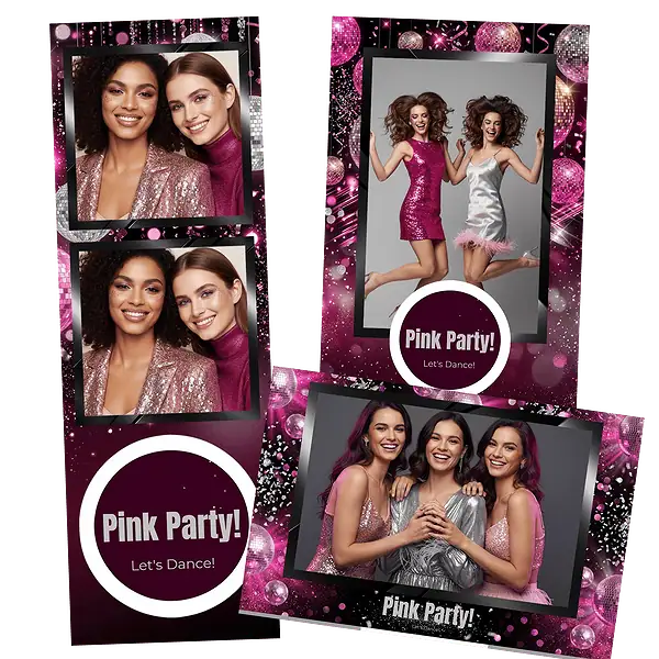 Design photobooth Pink Disco Glamour pour Vivabox et Miroir