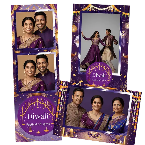 Design photobooth Elegant Purple Diwali Festival pour Vivabox et Miroir
