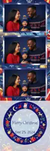 Variante bande 2x6, 3 photos et orientation paysage du design photobooth Blue Holly Christmas Illustration pour Vivabox