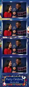 Variante bande 2x6, 4 photos et orientation paysage du design photobooth Blue Holly Christmas Illustration pour Vivabox