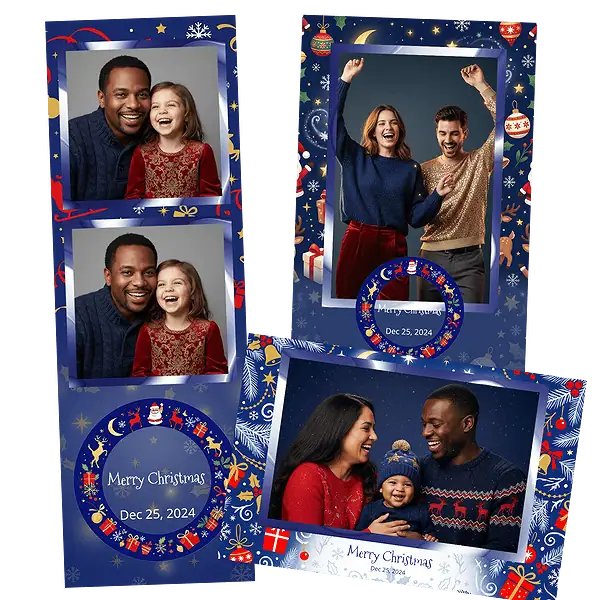 Design photobooth Blue Holly Christmas Illustration pour Vivabox et Miroir