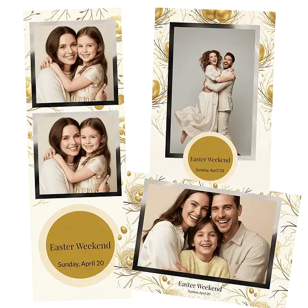 Design photobooth Golden Easter Weekend pour Vivabox et Miroir