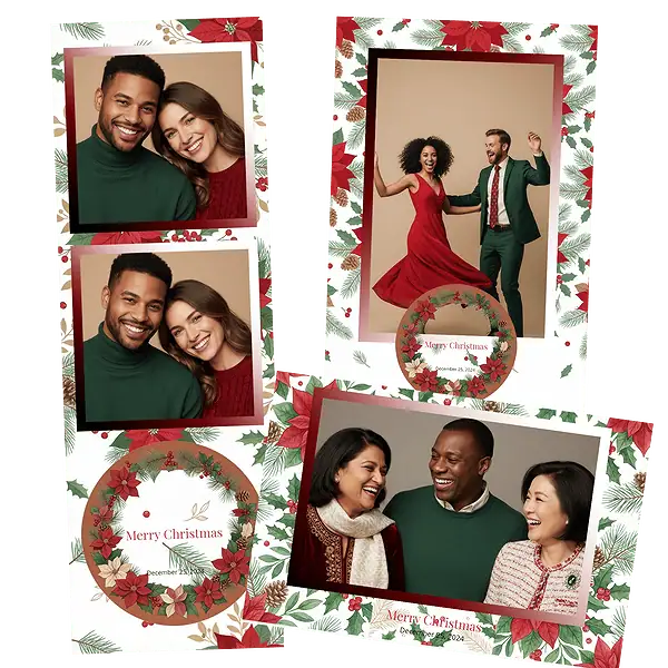 Design photobooth Classic Poinsettia Holiday pour Vivabox et Miroir