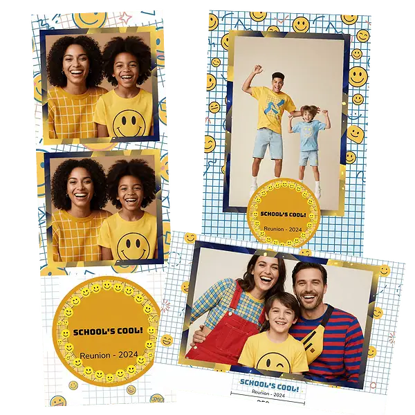 Design photobooth Playful Graph Paper Smiles pour Vivabox et Miroir