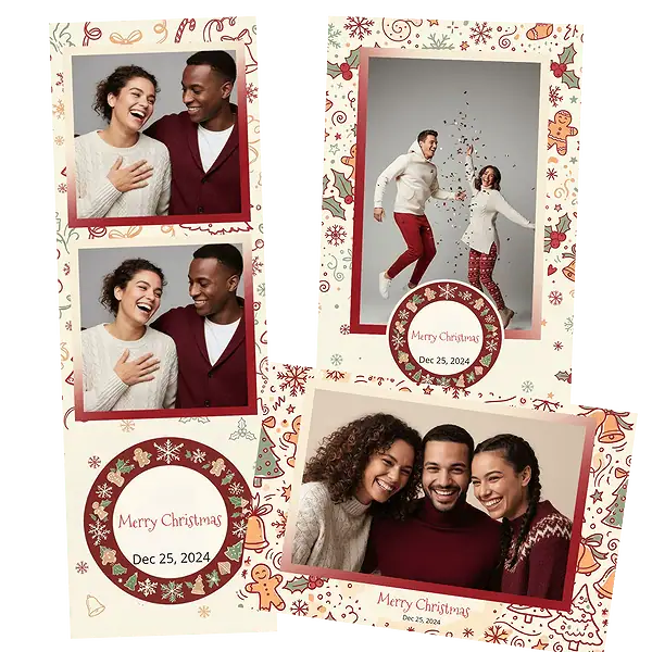 Design photobooth Playful Cream Holiday Doodles pour Vivabox et Miroir