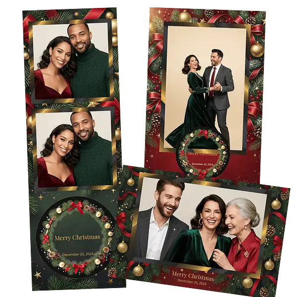 Design photobooth Classic Holiday Greenery pour Vivabox et Miroir