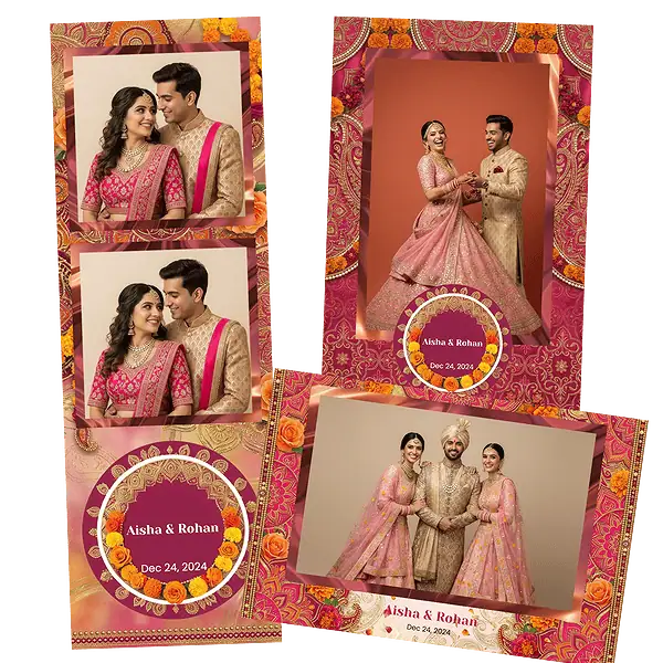 Design photobooth Royal Pink And Gold Indian Wedding pour Vivabox et Miroir